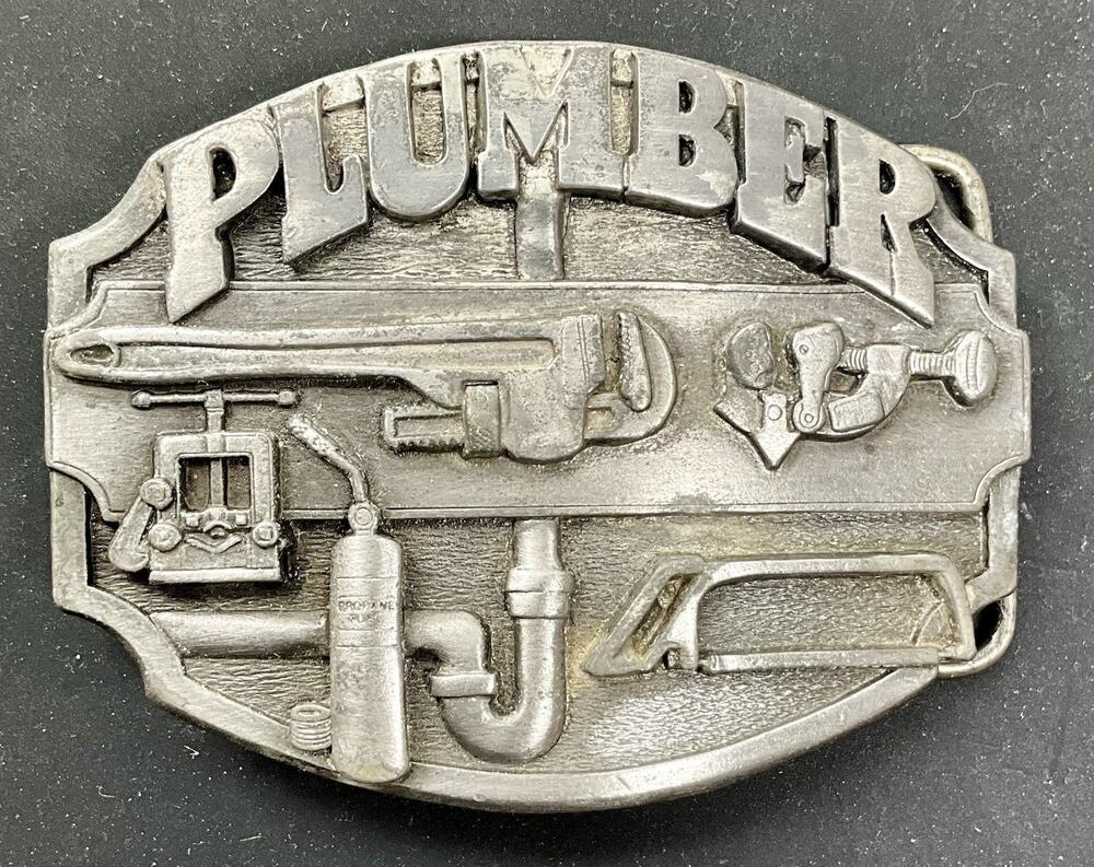 Vintage 1987 Siskiyou Buckle Co. Valley Faucets Plumber 3.25” Belt Buckle